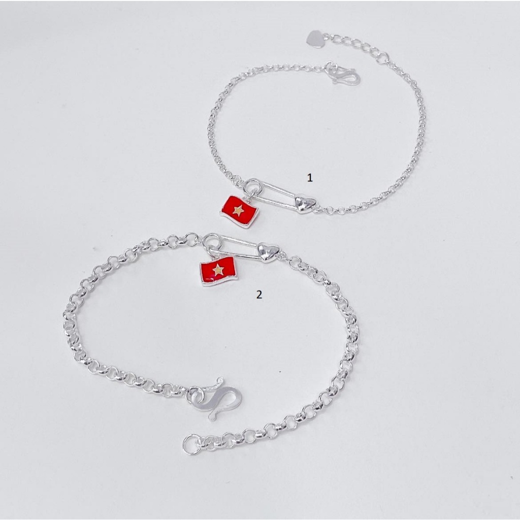 Lắc tay kim băng bạc ta mix lá cờ tổ quốc 02 mẫu