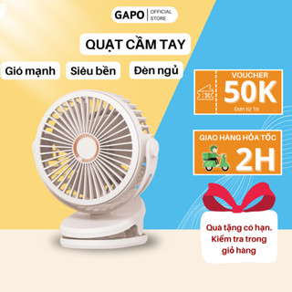 Quạt tích điện kẹp bàn, quạt kẹp xe đẩy cho bé 5 mức độ gió có đèn led dung lượng pin lớn