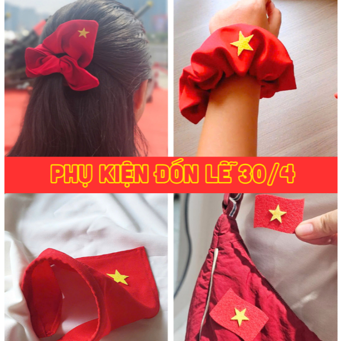 [ SẴN HỎA TỐC ] - Phụ kiện chơi lễ - Cột tóc cờ Việt Nam, đỏ Sao Vàng