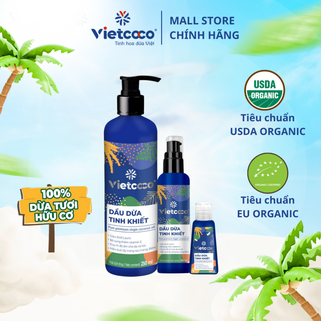 Dầu Dừa Vietcoco Bổ Sung Vitamin E Nguyên Chất 100% Dưỡng Ẩm Da , Chăm Sóc Tóc Ưu Việt