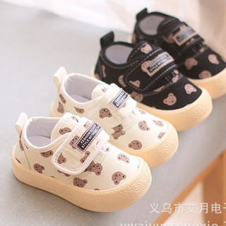 Giày  Quai Dán Tiện Lợi Cho Bé Họa Tiết Gấu Z25-8 Đế Chống Trượt Sz21-25