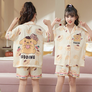 [ 10KG - 46KG ] Đồ Bộ Mặc Nhà Cộc Tay Bé Gái Pijama Chất Vải Lụa Latin Cao Cấp Siêu Mềm, Mát