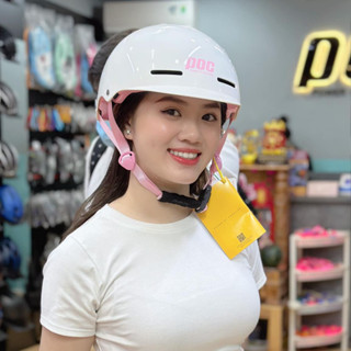    Hỏa Tốc 2H  Nón Bảo Hiểm POC P20 Màu Trắng chữ Hồng Đạt chuẩn xe máy + Tặng Kèm Quà ngẫu nhiên 