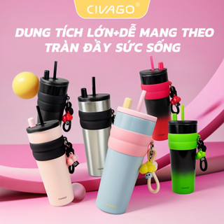 CIVAGO (26oz) bình giữ nhiệt có ống hút lót gốm Cốc Cà phê 304 ly giữ nhiệt tráng men sứ 750ml
