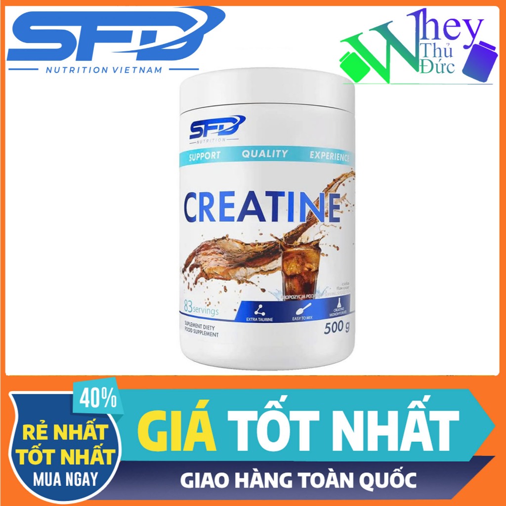 SFD - Creatine (500g) 83 lần dùng vị Cola - Tăng cơ Tăng sức mạnh trước tập luyện