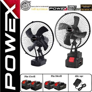Quạt chạy pin POWEX 21V, có 2 tốc độ gió, có đảo chiều, quạt 8 inch, chân pin phổ thông sài chung pin Makita 18v - 21v