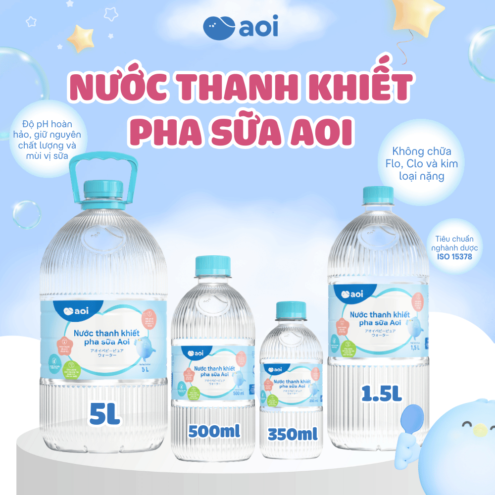 Nước Thanh Khiết Pha Sữa Aoi Cho Bé |Không Clo, Flo, Kim Loại Nặng | pH 7.0 Chuẩn WHO