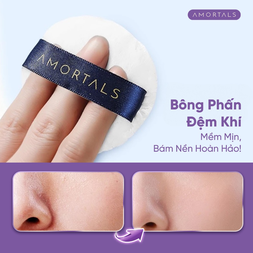 Bông phấn trang điểm AMORTALS cotton mềm mại, không ăn phấn