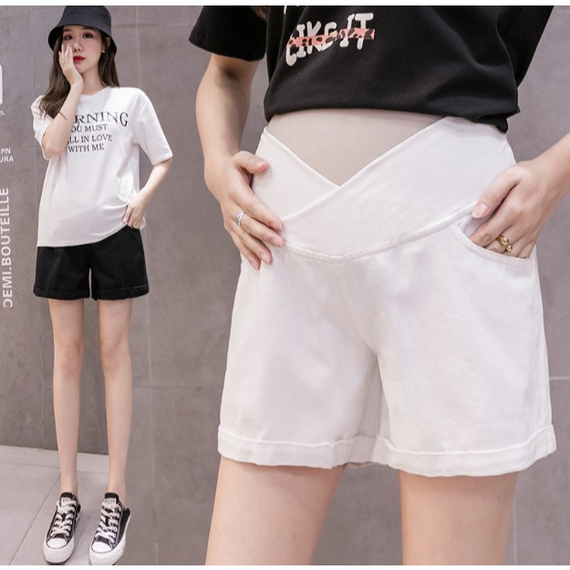 Quần short bầu jeans V bụng QDD44