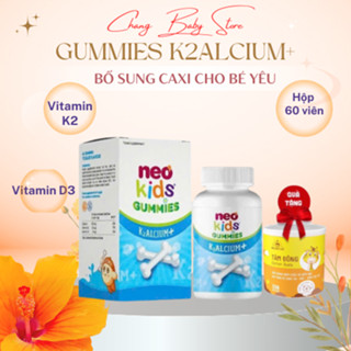 Gummies Canxi Neo Kids Kẹo canxi cho bé vị sữa chua bổ sung Canxi, D3, Vitamin K2 MK7 hộp 60 viên nhai