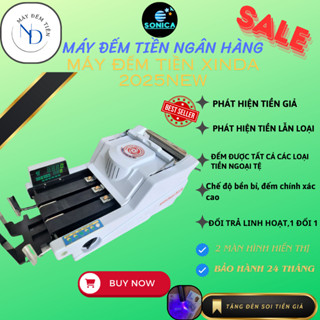 Máy đếm tiền ngân hàng Xinda bc35F, máy phát hiện tiền giả, tặng đèn UV soi tiền giả 2025