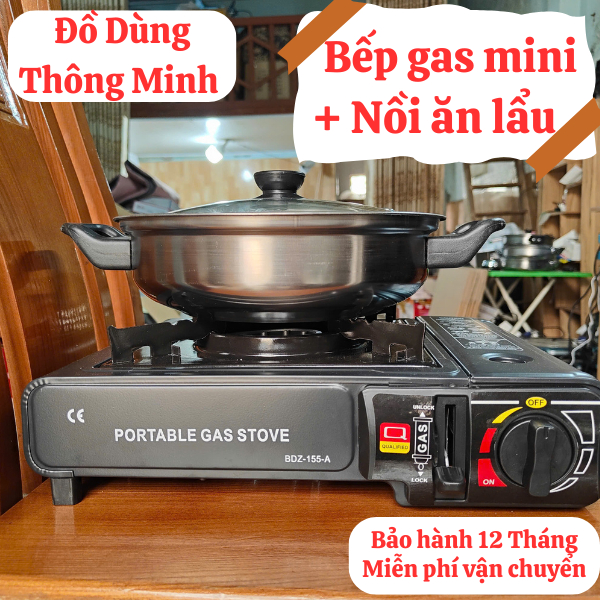 Bếp Gas MINI, Bếp Ga Du Lịch Chống Gió, Chống Cháy Nổ- Khóa An Toàn Chất Liêu Inox (Bảo Hành 1 Năm) _Kho Sỉ
