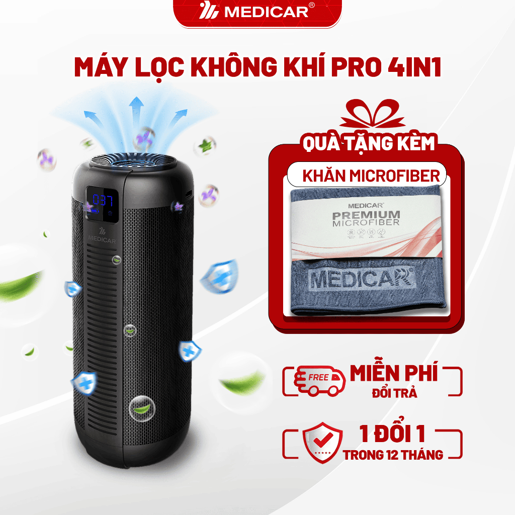 Máy Lọc Không Khí Ô Tô & Toả Hương Thơm MEDICAR 4In1 - Lọc Sạch Không Khí, Bảo Vệ Xe Và Tạo Mùi Thơm