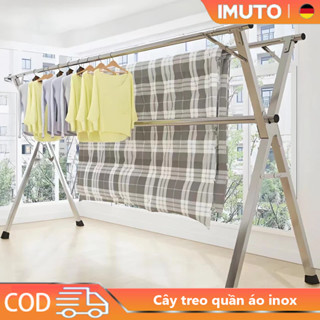 IMUTO Cây treo quần áo inox Sào Treo đồ thông minh dạng giá phơi gấp gọn có thiết kế kiểu sào ino