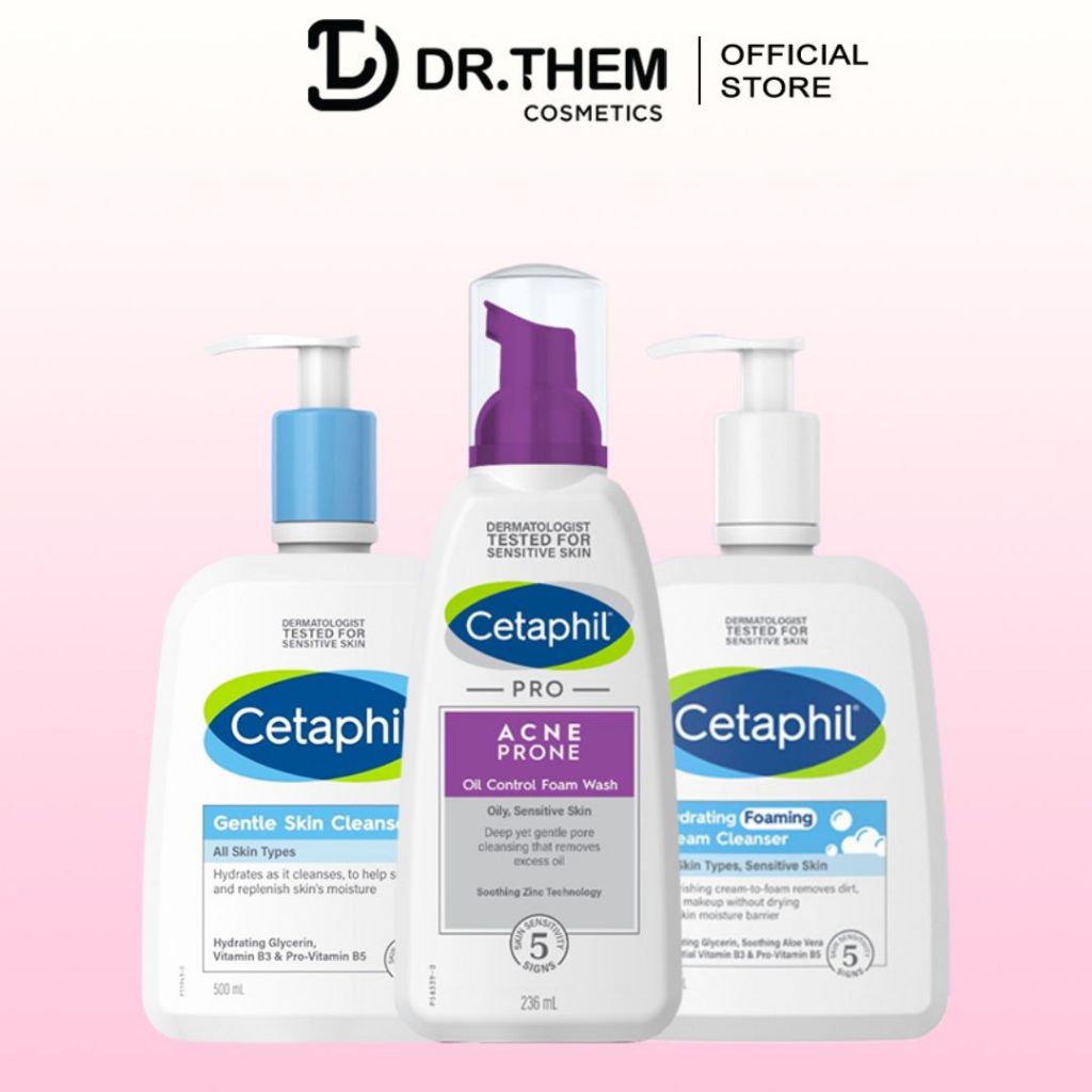 Sữa Rửa Mặt Cetaphil Cho Mọi Loại Da (Oily/Gentle/Hydrating) Skin Cleanser 125ml/250ml/236ml/473ml/500ml- Dr Thêm