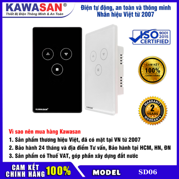 Công tắc thông minh điều khiển cửa cuốn, rèm cửa qua Wifi Kawasan SD06 - Kawasan (có xuất VAT)