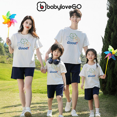 Áo thun cộc tay, áo phông gia đình BabyloveGO chất thun cotton mềm mịn thoáng mát cổ tròn phong cách basic HE09