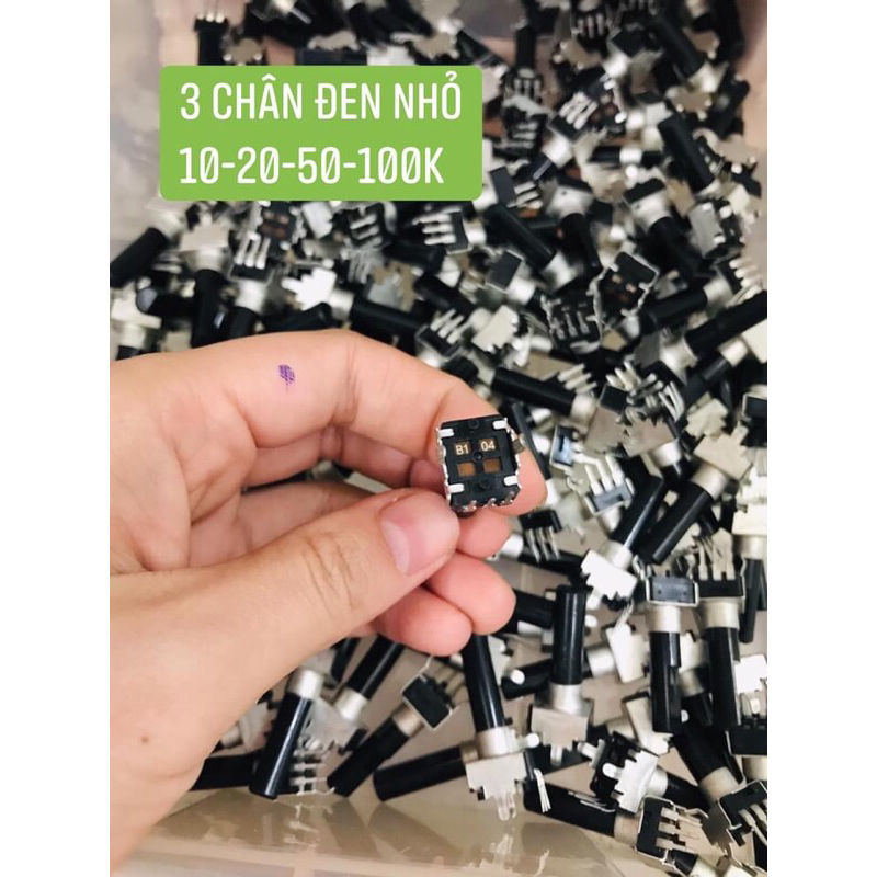 Set 10 chiết áp 3 chân cong, đen nhỏ cán vát 10k 20k 50k 100k