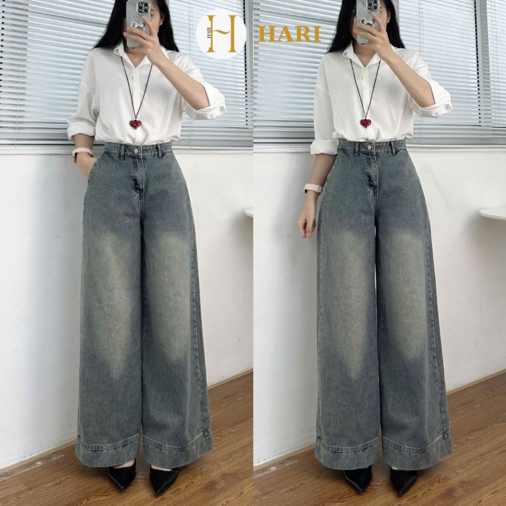 Quần Jean Nữ Ống Rộng Hari Lưng Cao Phong Cách | BigBuy360 - bigbuy360.vn