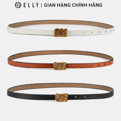 Dây lưng nữ ELLY ED80 thắt lưng da thật cao cấp khóa gài lỗ thanh lịch thời trang