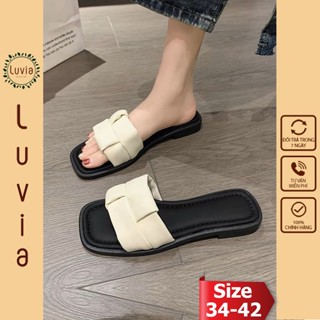 Dép nữ cao cấp đế vuông quai ngang đế TPR chống trơn trượt Luvia 101DN
