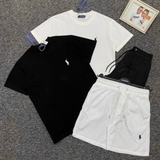 Bộ Đồ Nam Cộc Tay Mặc Hè RLX Áo Cotton Quần Gió Thêu Logo Hình Ngựa Chiến Binh Đơn Giản Dành Cho Boy Phố Đi Biển 2024