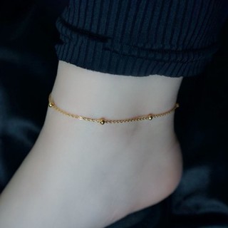 🌷Vòng tay vàng 18K đơn giản bằng thép titan Vòng tay hạt tròn Vòng tay chống thấm nước Cô gái Quà tặng Mặt dây chuyền
