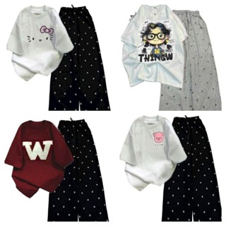  Tổng Hợp Các Set Bộ Quần Ống Suông Họa Tiết Chờ Neo + Mix Áo Phông Thủy Thủ Có Dây Buộc 