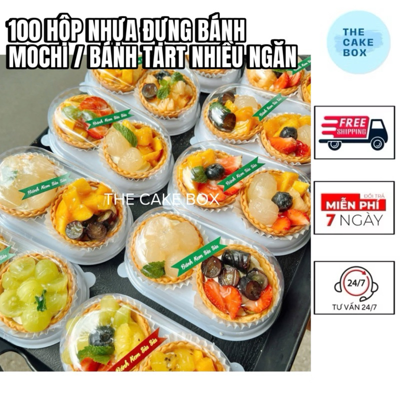 50-100 HỘP NHỰA ĐỰNG BÁNH MOCHI, BÁNH TART, BÁNH LAVA NHIỀU NGĂN - The Cake Box