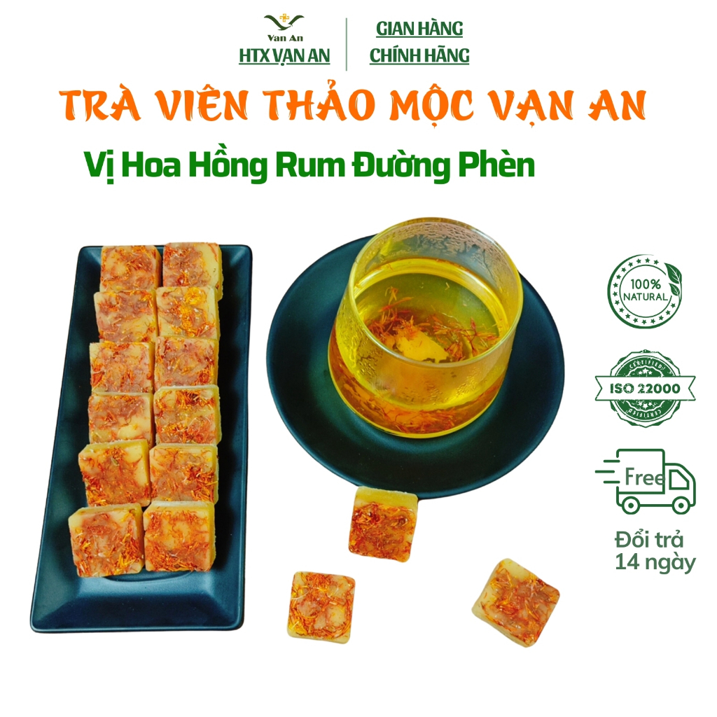 Trà hoa viên, trà hoa rum đường phèn truyền thống, 500Gram, giảm đau bụng kinh