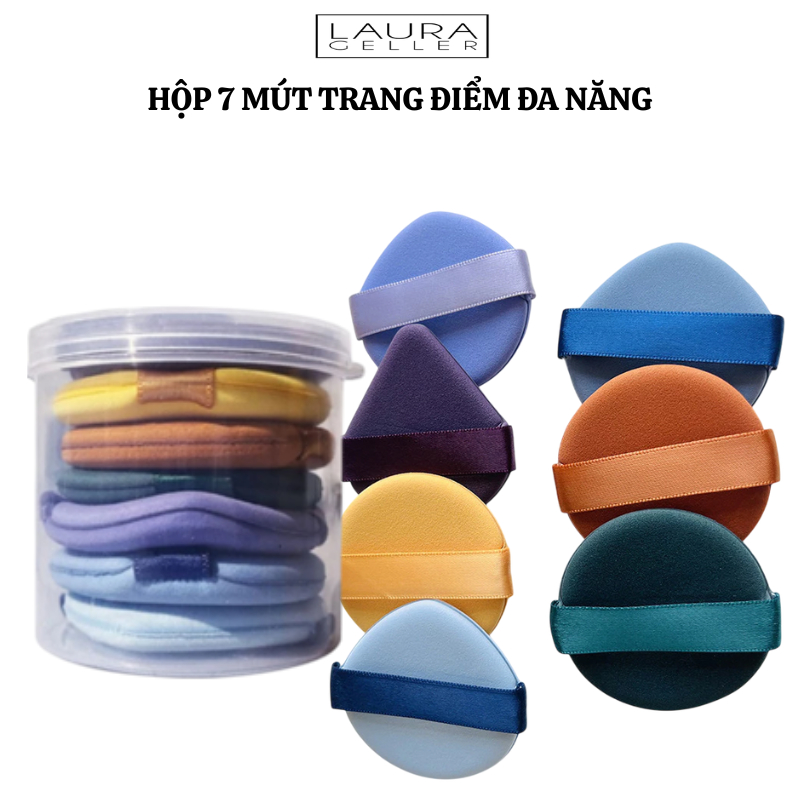Hộp 7 Mút Trang Điểm Tán Kem Nền, Dụng cụ mút trang điểm khô và ướt (Trộn màu) - LAURA GELLER
