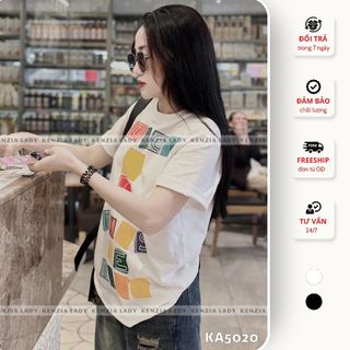 [SALE 50%] Áo Thun Nữ siêu cấp Form chuẩn Kenzia Lady- Áo Phông Cổ Tròn Tay Ngắn  Basic Cotton 100%