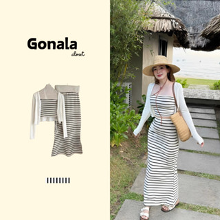  Set Áo Quây Mix Váy Dài Sọc Ngang Trắng Đen Set Thiết Kế Tôn Dáng Sexy Trẻ Trung Thanh Lịch Golana T245 
