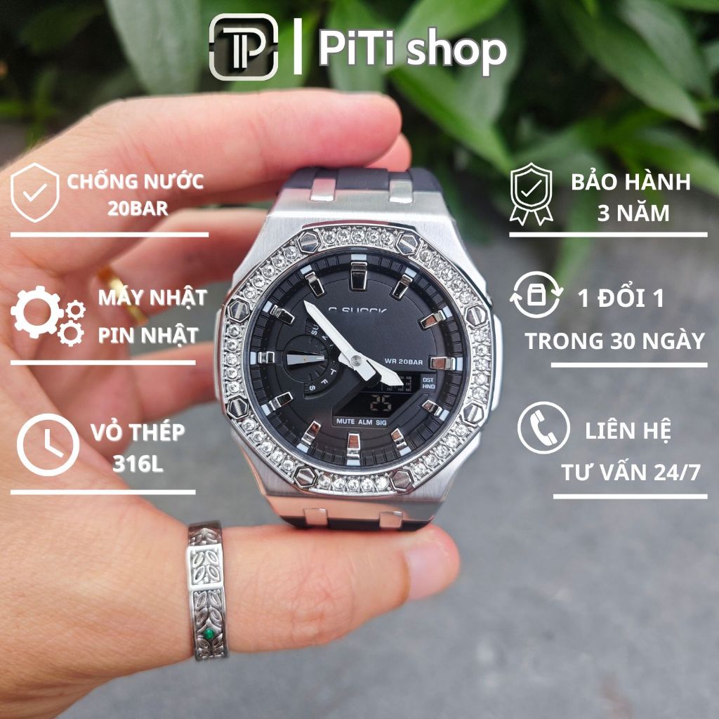 MÁY NHẬT - Đồng hồ nam Gờ-sốc ga2100 custom AP phiên bản đính đá sang trọng CLP