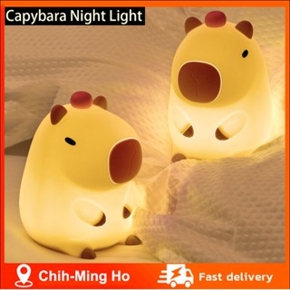 【HCM Đèn Ngủ Capybara LED - Đèn ngủ Capybara cảm ứng cute silicon điều chỉnh độ sáng decor, quà tặng bạn gái, sinh nhậ