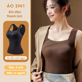  Áo Hai Dây Có Mút Liền Cổ Vuông Bản Dây To Chất Liệu Su Lạnh Thoáng Mát T729 