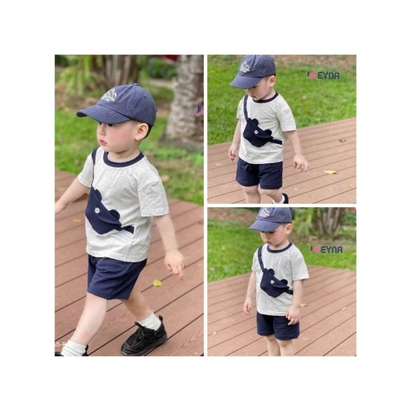 bộ quần áo cotton cho bé, bộ túi đeo chéo so hot Joeyna bé trai , set bộ bé trai kiểu dáng Hàn Quốc 