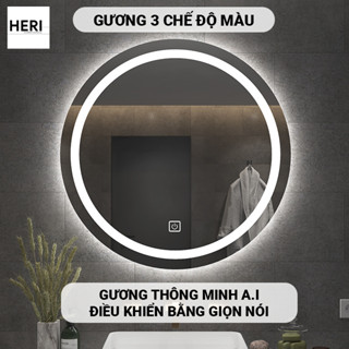 Gương Led Thông Minh A.I điều khiển bằng giọng nói, cảm ứng tắt mở, treo bàn trang điểm, nhà tắm, nhiều size lựa chọn