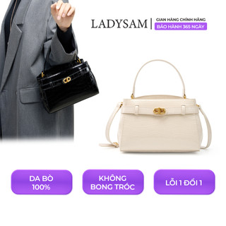  Túi Xách Nữ Đeo Chéo Đeo Vai Dáng Satchel Basic Da Bò Cao Cấp Size 21 Vân Da Cá Sấu LADYSAM LDS2897 
