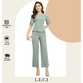  Set Bộ Đồ Nữ Công Sở Áo Tay Ngắn Phối Tùng Xếp Ly Xòe  Quần Dài Ống Đứng Mang Tới Vẻ Đẹp Sang Trọng DD007 