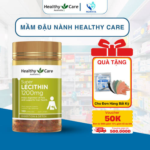 Viên Uống Mầm Đậu Nành Healthy Care Super Lecithin 1200mg – Hộp 100 Viên – Chính Hãng Úc