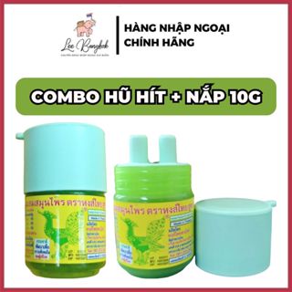 Combo Nắp + Hũ, Ống, Lọ Dầu Hít Xoang Thông Mũi Hũ Xanh Herbal Inhalant HONGTHAI / HONG THAI Brand LEEBANGKOK Size 10g