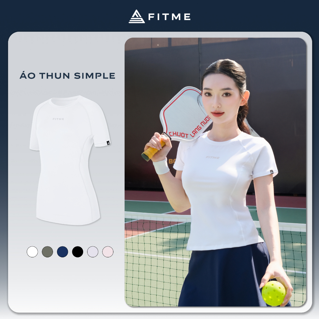 Áo tập gym yoga nữ Fitme Simple thun basic cổ tròn thoáng khí thấm hút tốt ATSP01 | BigBuy360 - bigbuy360.vn