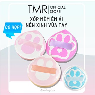 Bông Mút Tán Trang Điểm XL Chân Mèo Kèm Hộp Đựng Mềm Xốp Big Size Giúp Tán Kem Nền Phấn Phủ Hiệu Quả