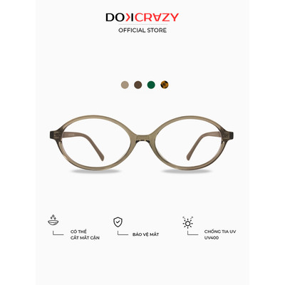 Gọng kính nhựa DOKCRAZY LIZA Mắt Tròn Chống Tia UV, Chống Ánh Sáng Xanh,Thay Tròng Cận Thoải Mái
