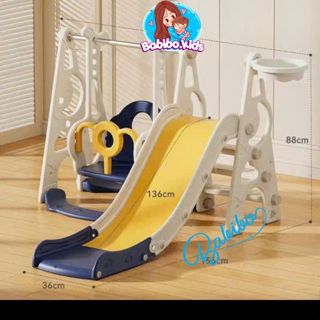 Cầu trượt xích đu cho bé, Cầu tuột cho bé trong nhà, tặng kèm bóng rổ tải trọng lên đến 50kg