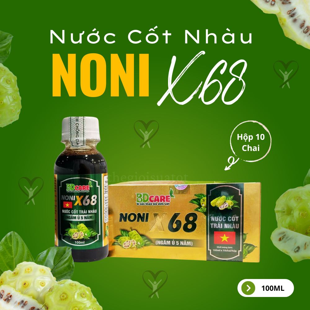 Nước Cốt Nhàu NONI X68 - Hộp 10 Chai (100ml/Chai) TGST