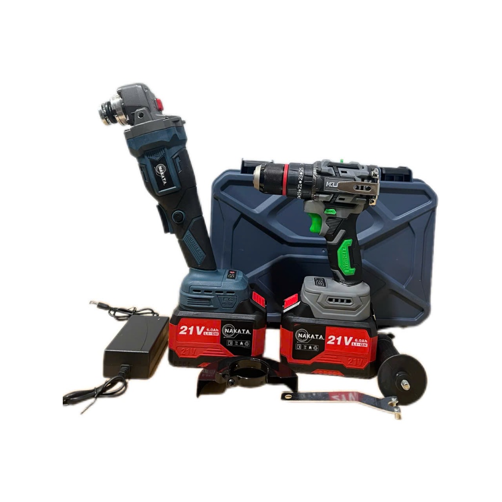 BỘ MÁY MÀI GÓC- BULONG DÙNG PIN M21 NAKATA - MÁY XÂY DỰNG HỒNG NHIÊN -  khoan pin, pin 18v