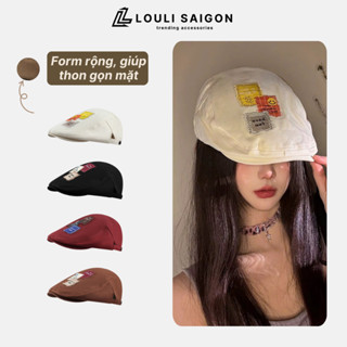 Mũ beret nam nữ LOULI SAIGON phong cách retro y2k, nón beret vá cho nữ vải kaki cao cấp BR11