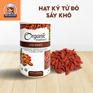 Kỷ Tử Đỏ, Kỉ Tử Đỏ Hữu Cơ Sấy Khô Organic Traditions Goji Berries Hộp Thiếc 454g - Hàng Nhập Khẩu Mỹ